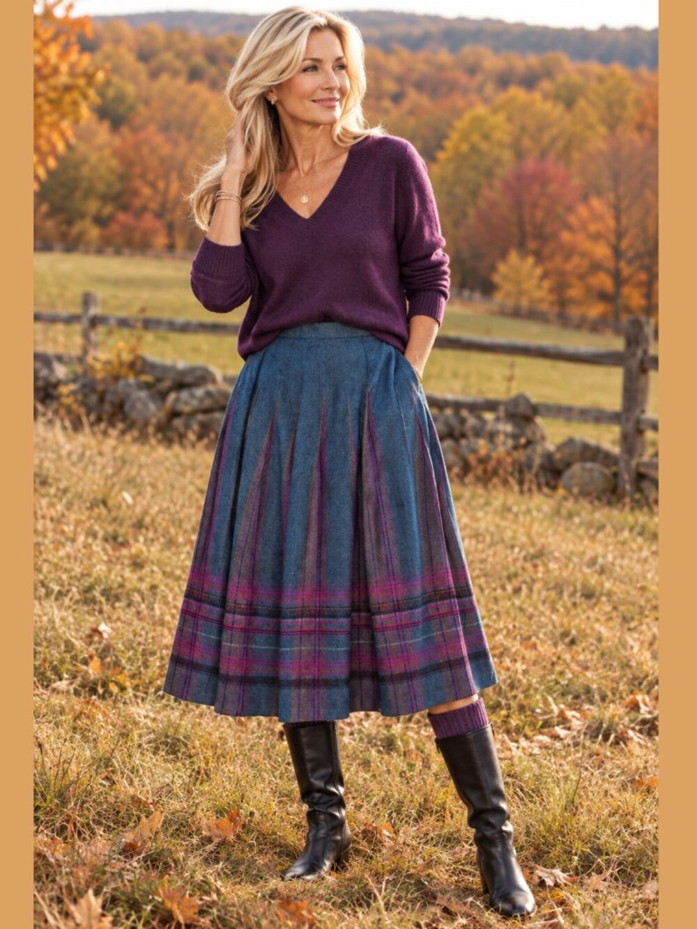 Pendleton Wool Pleated Blue Pink and Purple Tartan Skirt Size 16 / L - EUC